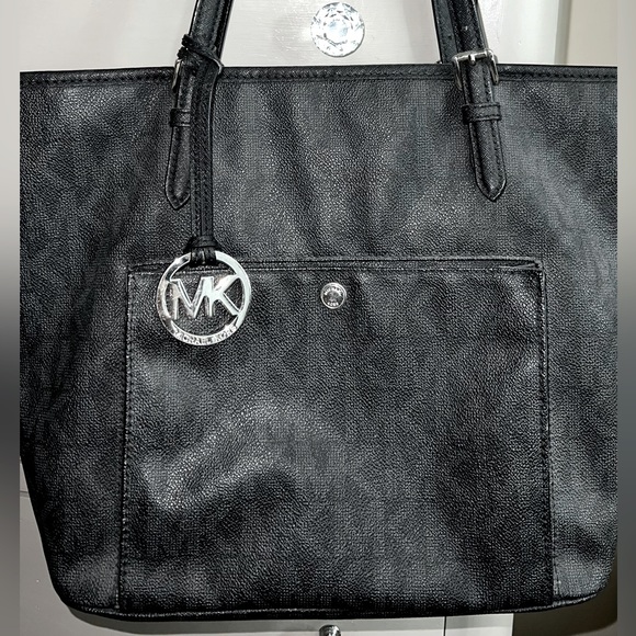 Black Leather Tote Bag MK - Picture 2 of 15